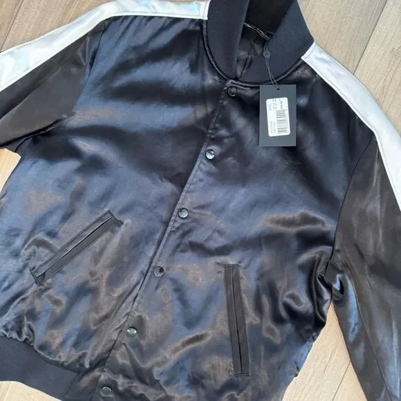 The Kooples Bomber jackets men's teddy M medium black NWT luxury streetwear - Picture 9 of 10